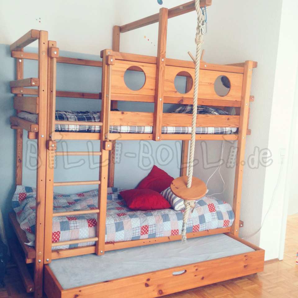 Loft bed growing with the child, pine honey-colored oiled (Category: second hand loft bed)