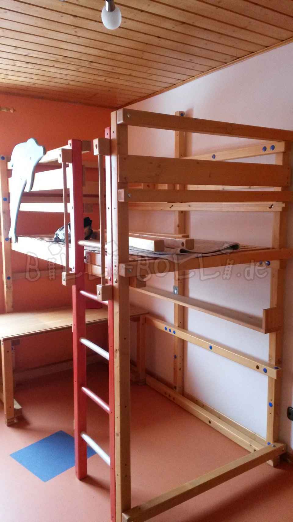 Loft bed growing with the child, with transparent lacquer (Category: second hand loft bed)