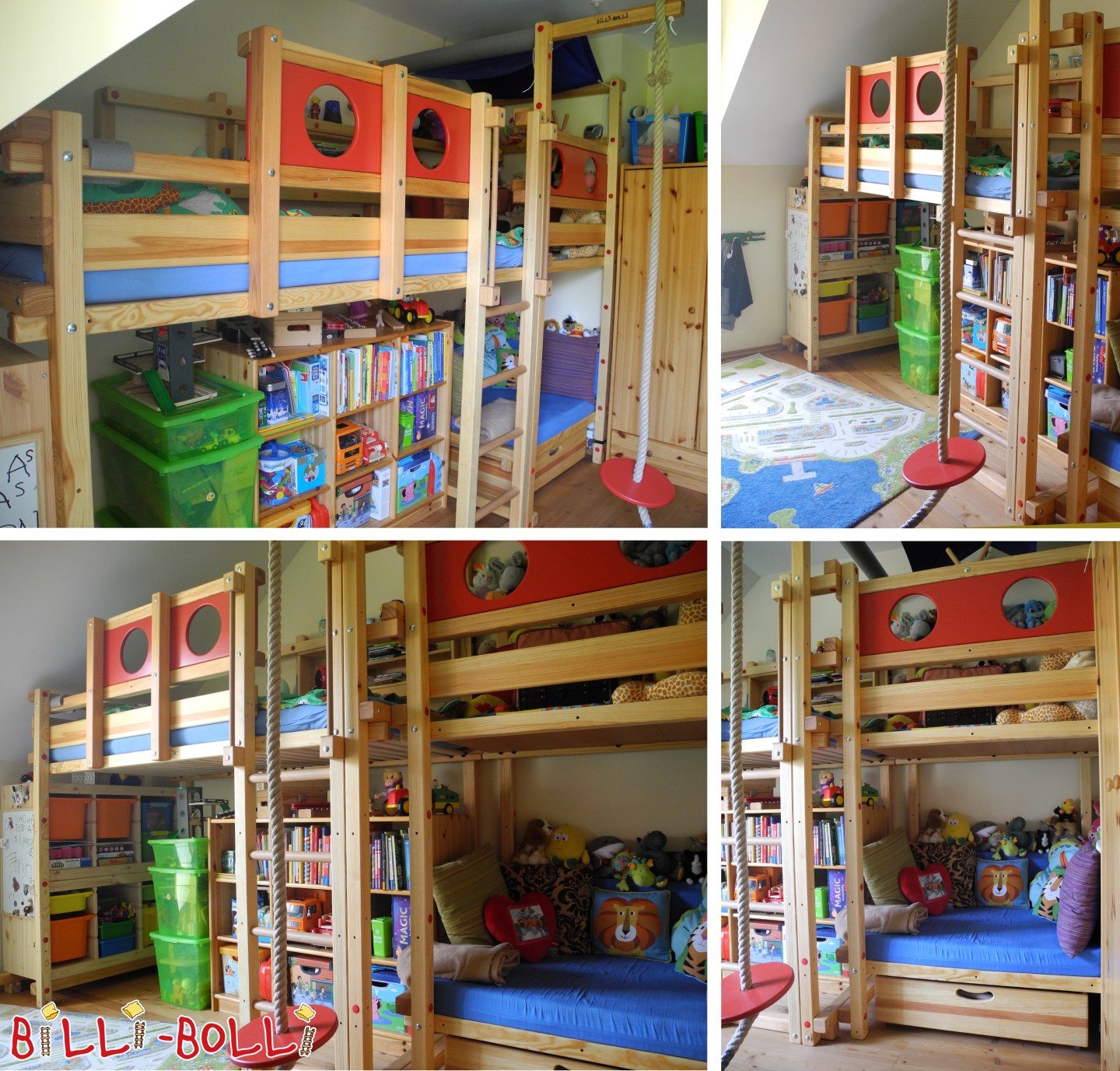 A growing loft bed with a play tower featuring pirate-themed decorations (Category: Loft Bed Adjustable by Age pre-owned)