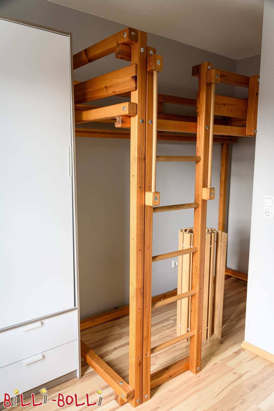 Youth loft bed made of oiled pine (Category: second hand loft bed)