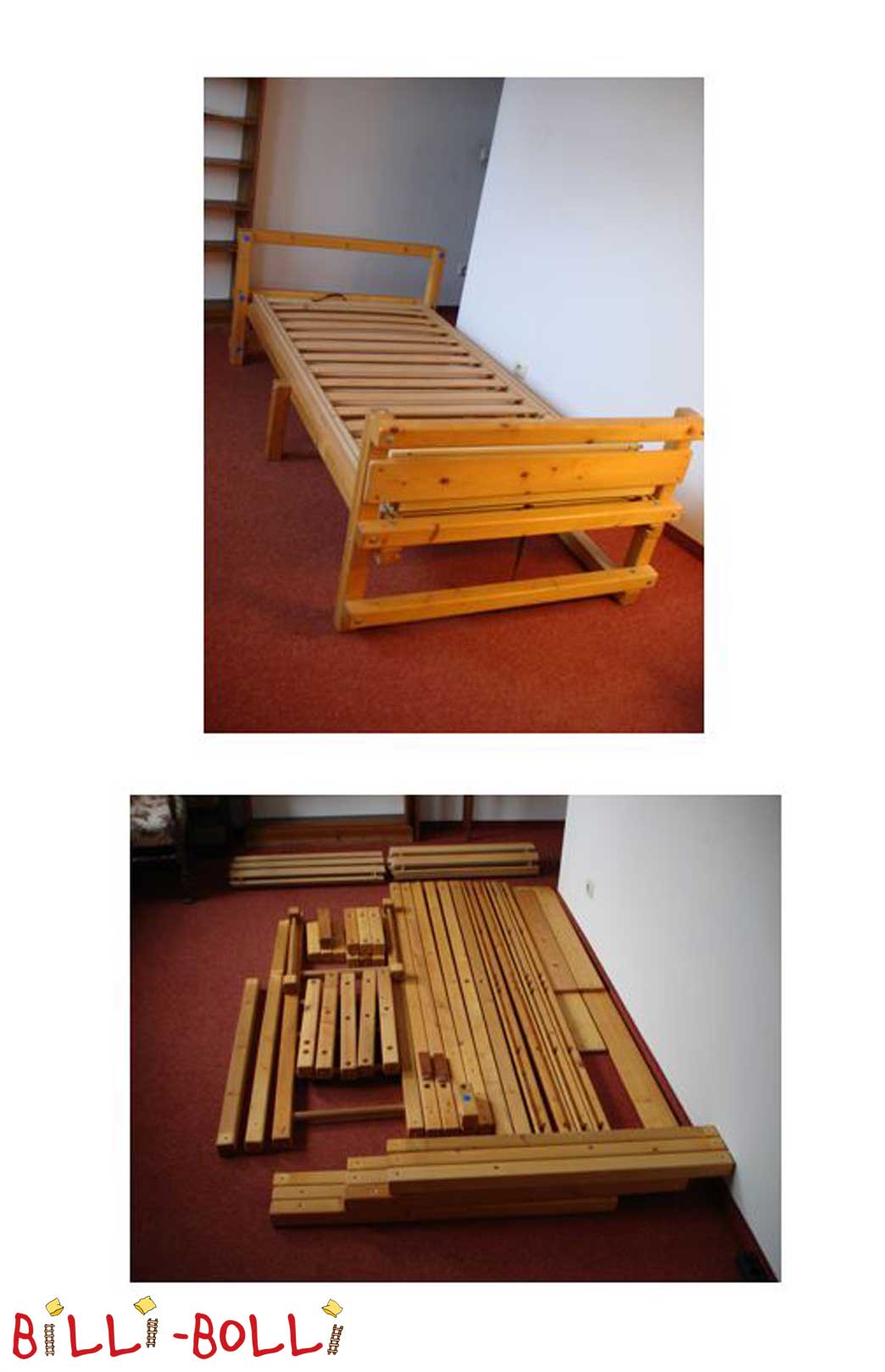 Jaunimo lovos grindys, 90 x 200 cm, eglės alyvuotos-vaškuotos (Kategorija: Naudoti vaikų baldai)