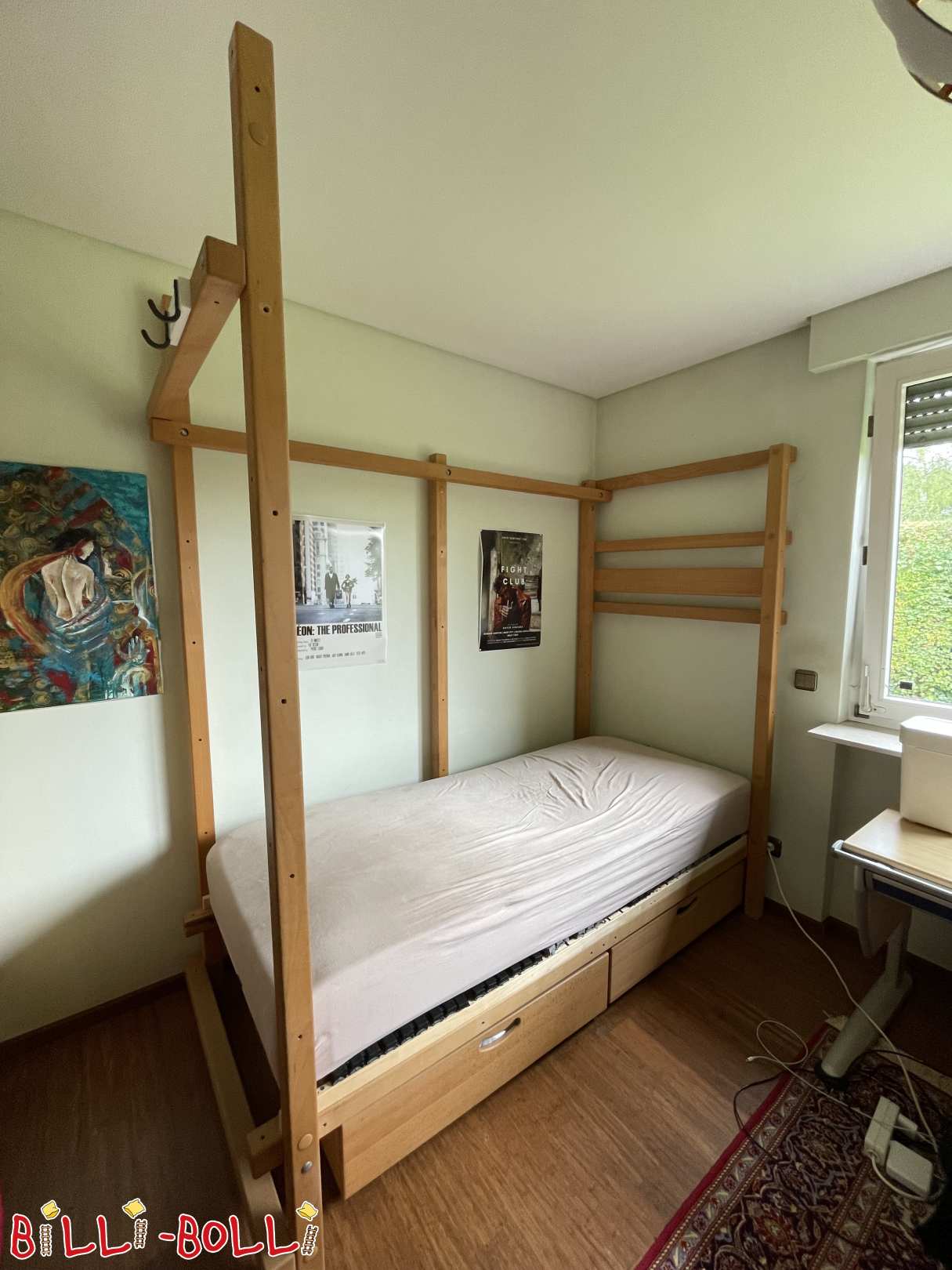 Jeugdbed hoog 90 x 200 met 2 bedladen - Wiesbaden (Categorie: Jongerenhoogslaper gebruikt)