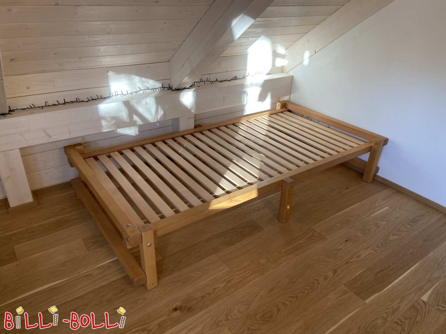 Youth bed low 100x200 cm, oiled beech (Category: Low Youth Beds pre-owned)