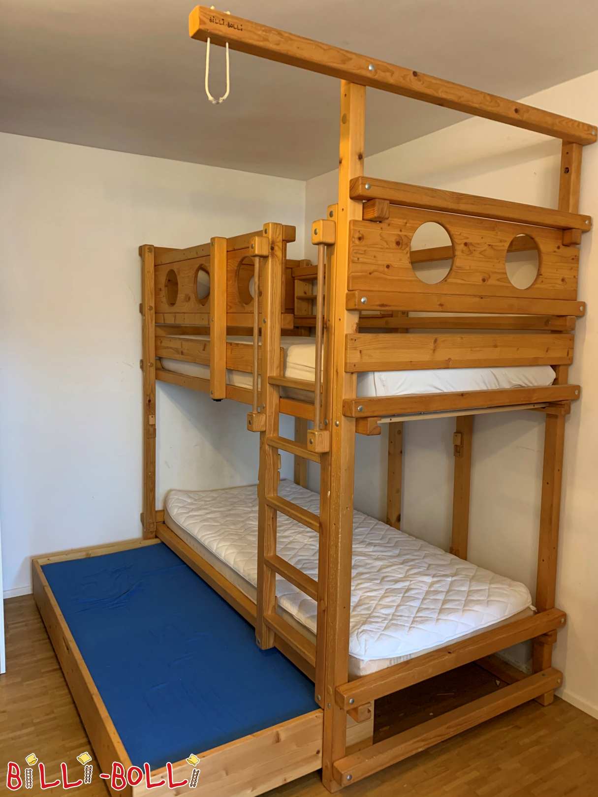Łóżko piętrowe młodzieżowe 90x200, sosna nieleczona (Kategoria: Używane łóżko na poddaszu)