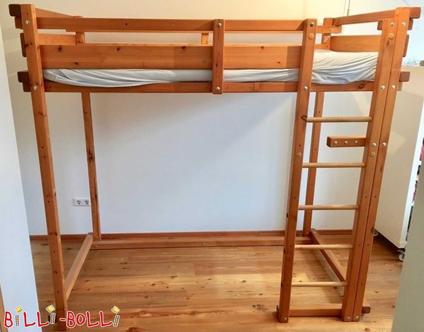 Jaunimo palėpės lova, 100 x 200 cm, medaus spalvos alyvuota pušis (Kategorija: Naudojama palėpės lova)