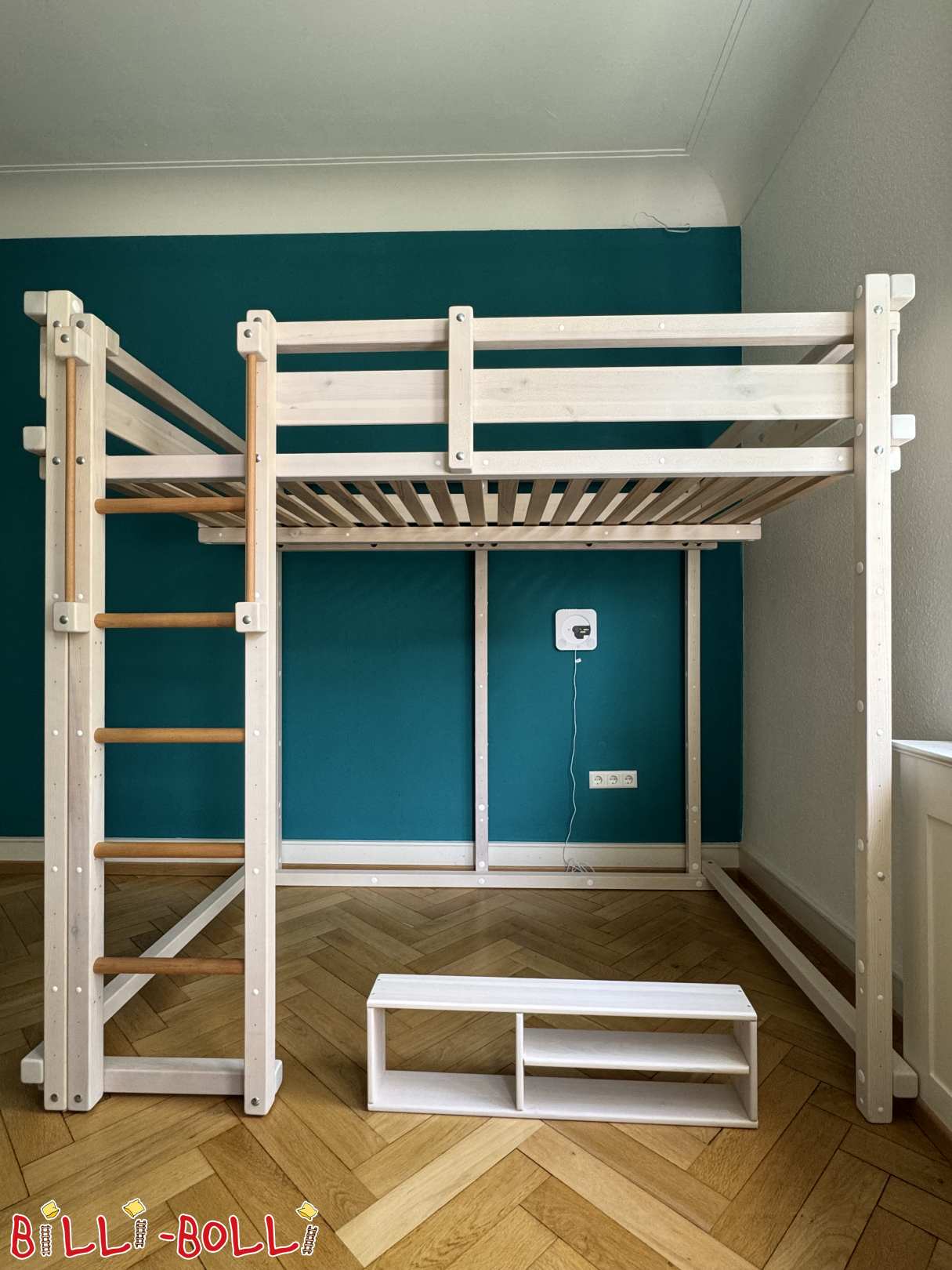 Loftsæng fyrir unglinga, stærð 140x200, hvítlakkað í Freiburg (Flokkur: Unglingaloftrúm notað)