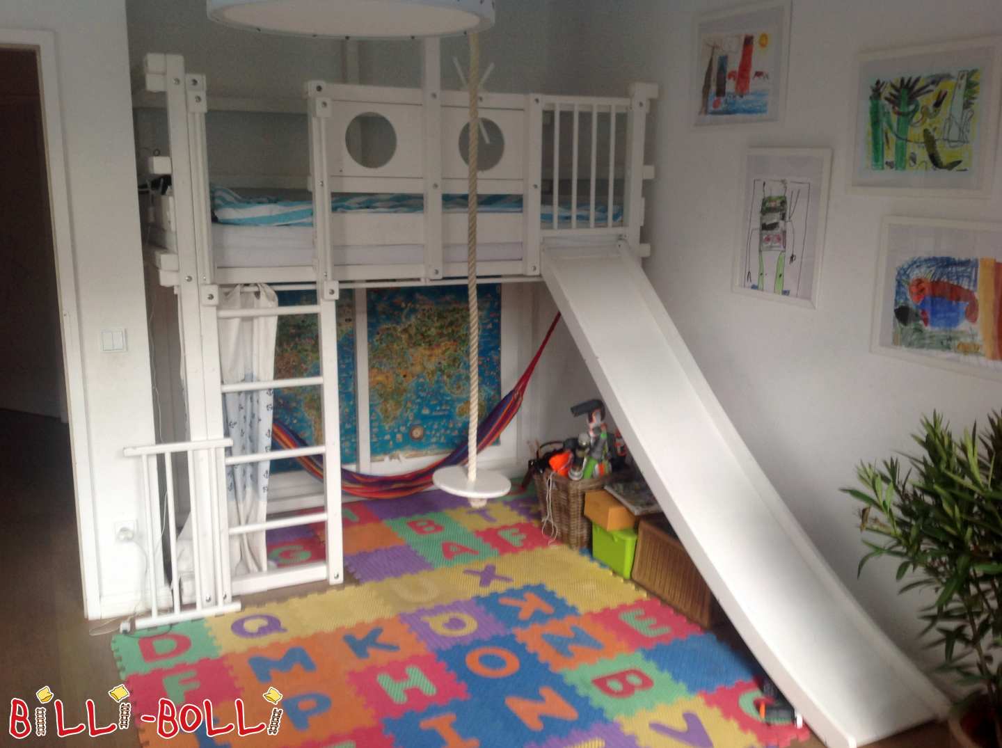Loft bed tat-tfal, arżnu miżbugħ abjad, 90 x 190 cm (Kategorija: Sodda loft meħtieġa)