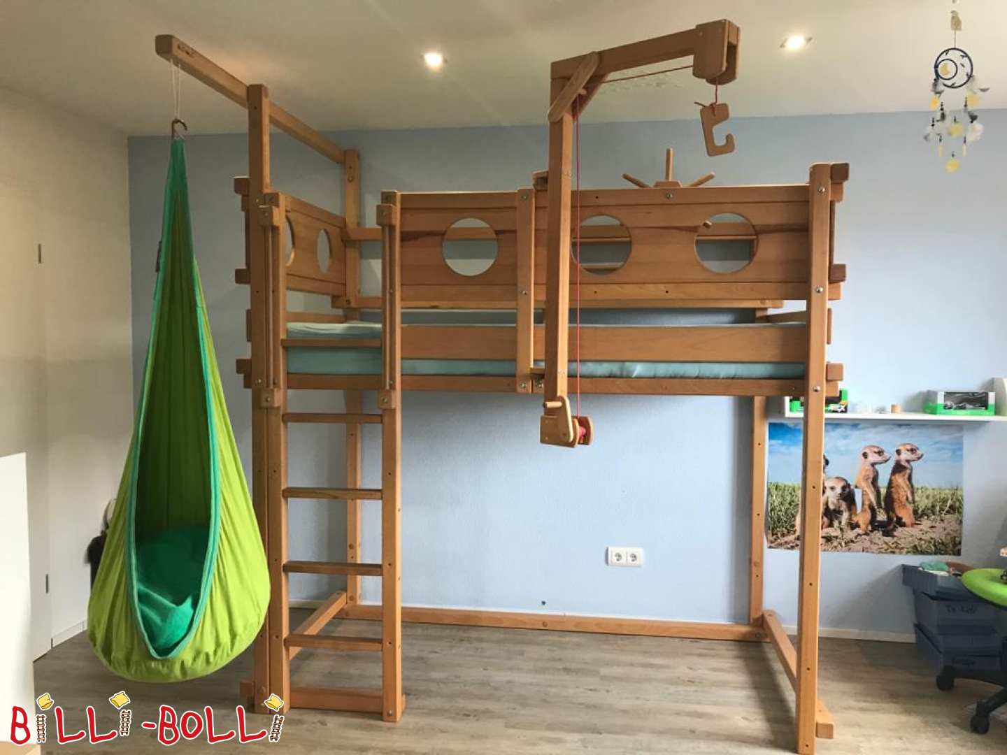 Berth-loft bed made of beech (Category: second hand loft bed)