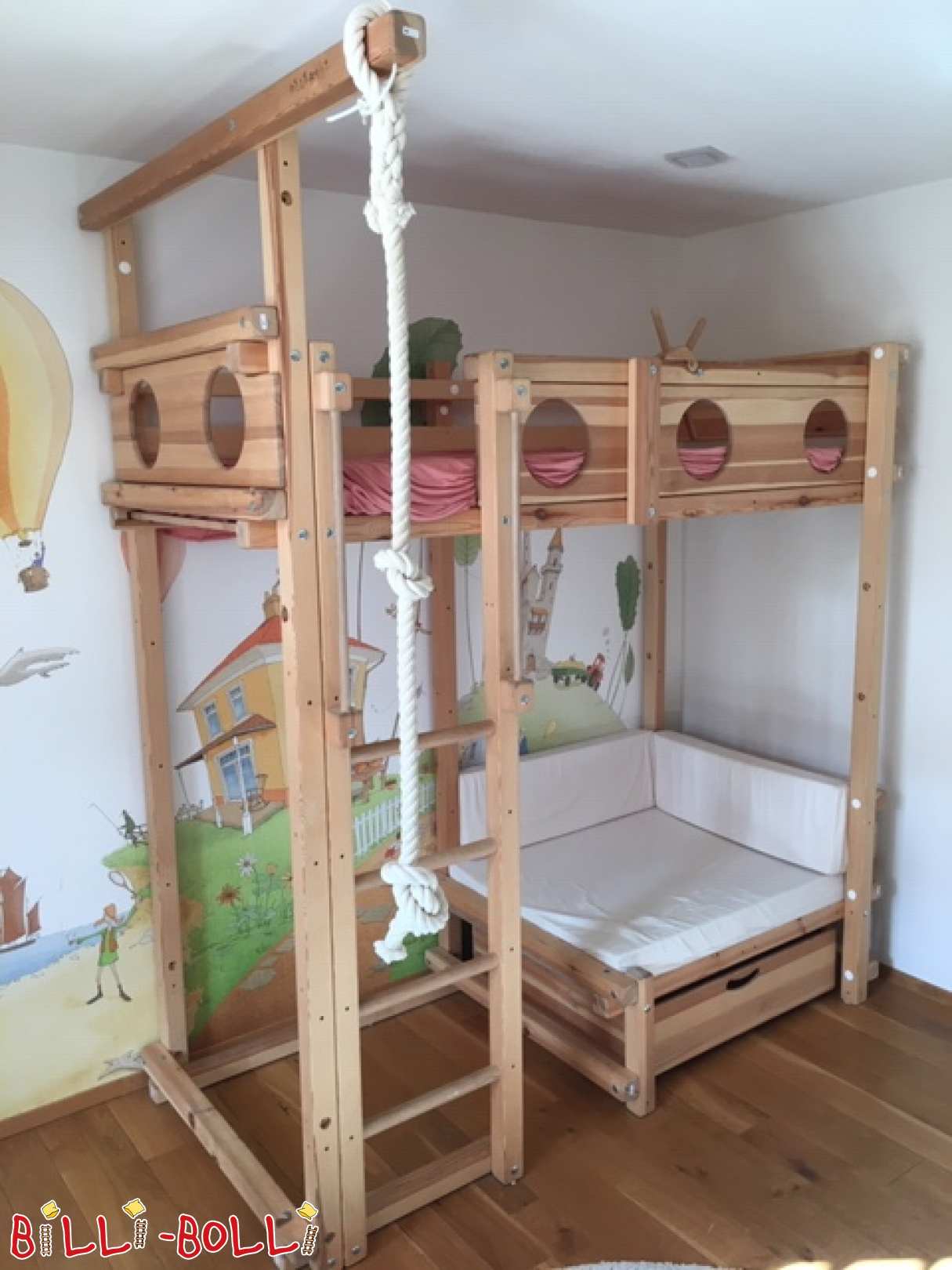 Cama de esquina de peluche en pino, 80 x 190 cm (Categoría: muebles infantiles segunda mano)