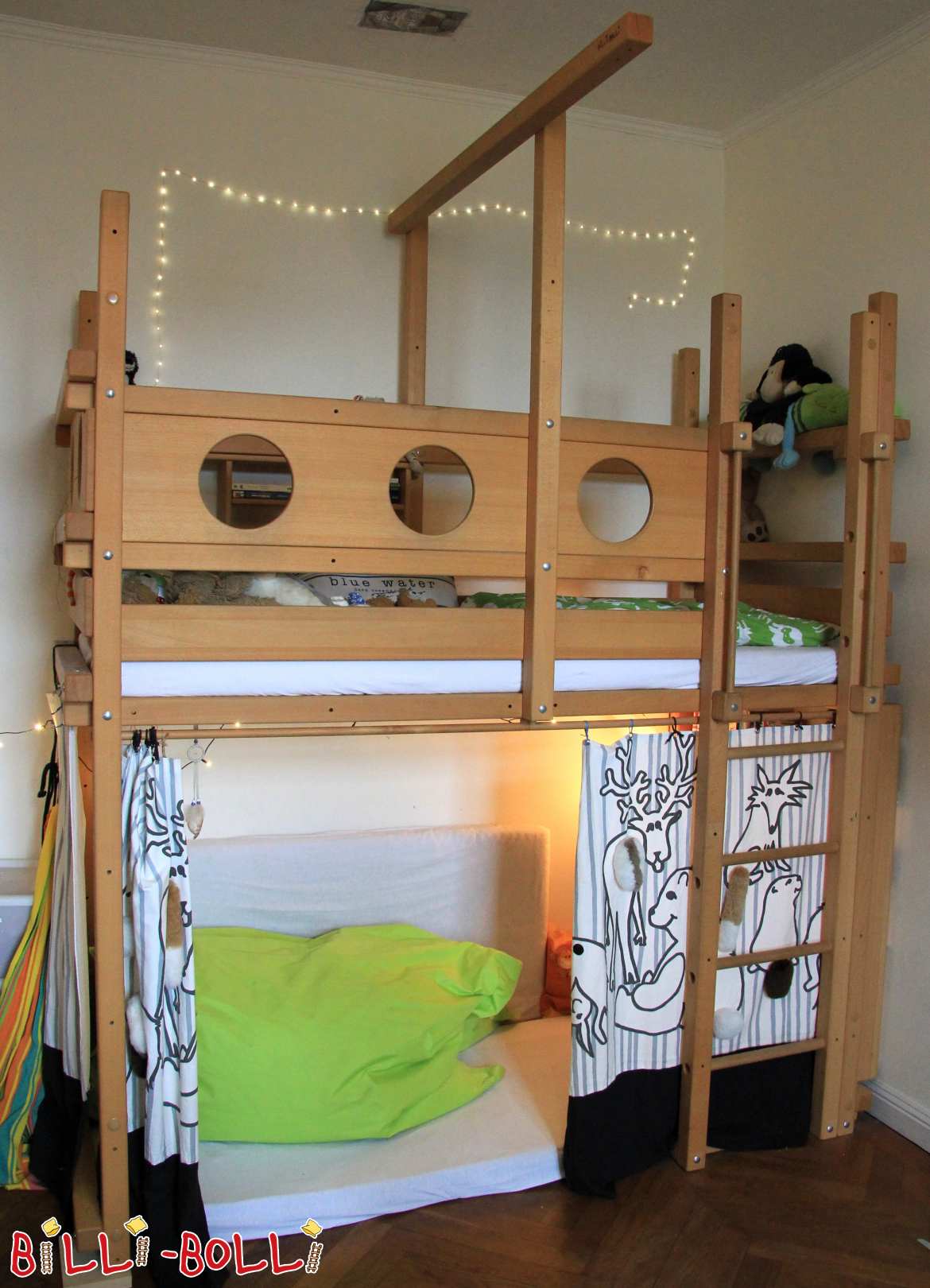 سرير علوي Billi-Bolli، 90 × 200 سم، مرتفع جدا، زان (باب: سرير علوي مستعمل)