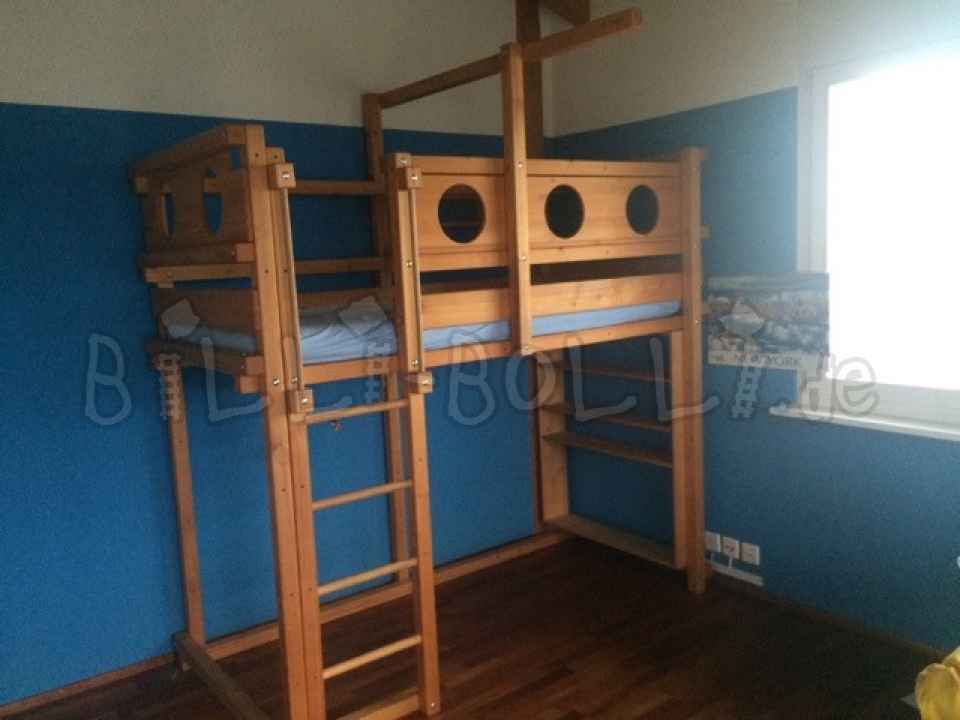 Koos lapsega kasvav Billi-Bolli loft-voodi, 90 x 200 cm õlitatud-vahatatud kuusk (Kategooria: Kasutatud loft-voodi)