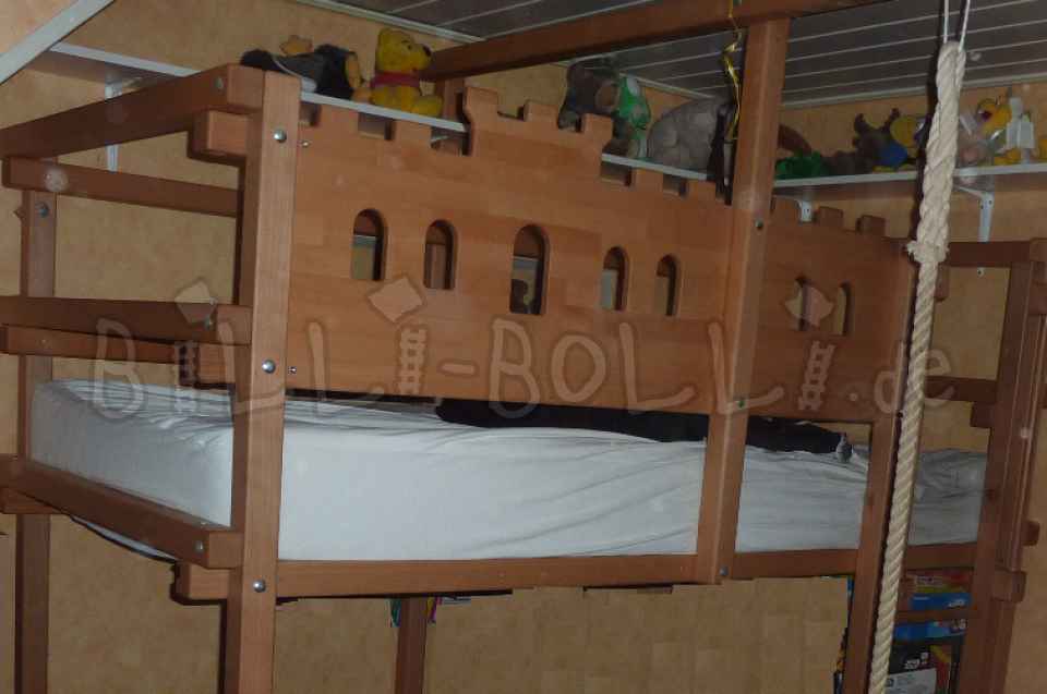 Loft bed that grows with the child, 100 x 200 cm, oiled-waxed beech (Category: second hand loft bed)