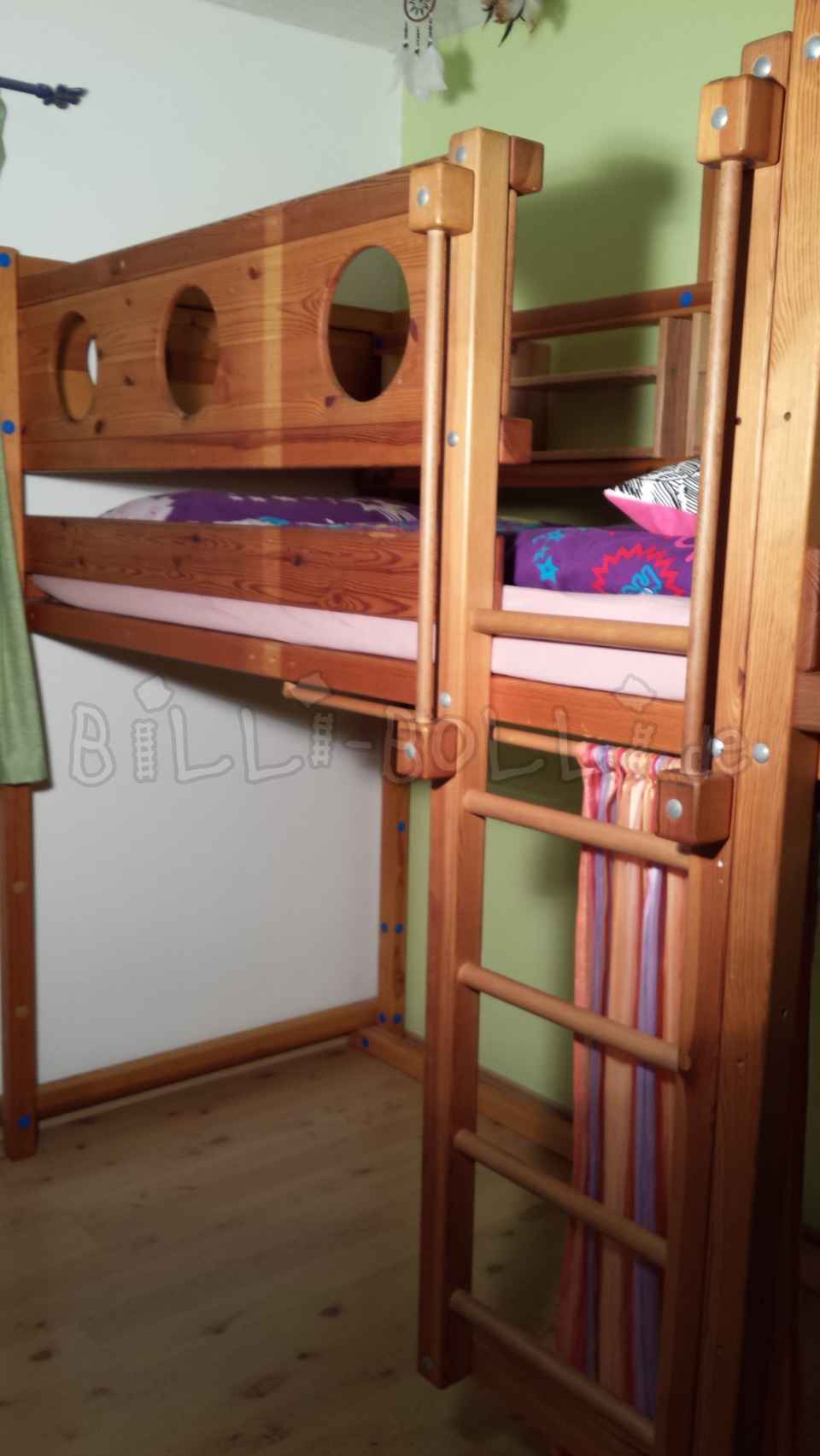 Growing loft bed, 100 x 200 cm, oiled-waxed pine (Category: second hand loft bed)