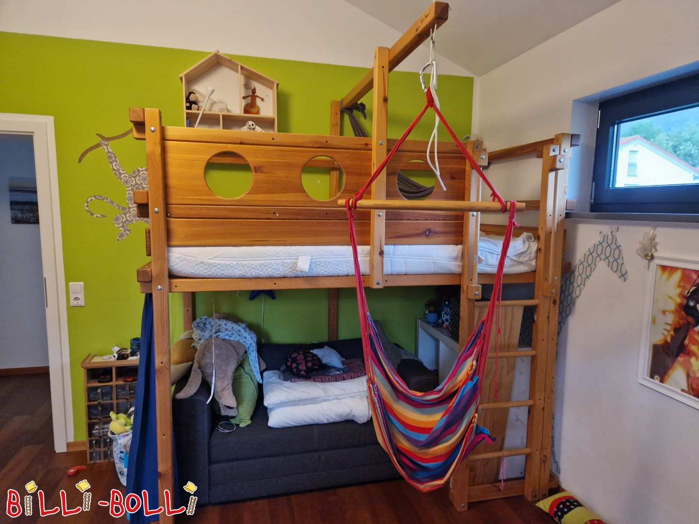 Growing loft bed 100*200 with bunk board in pine (Category: Loft Bed Adjustable by Age pre-owned)