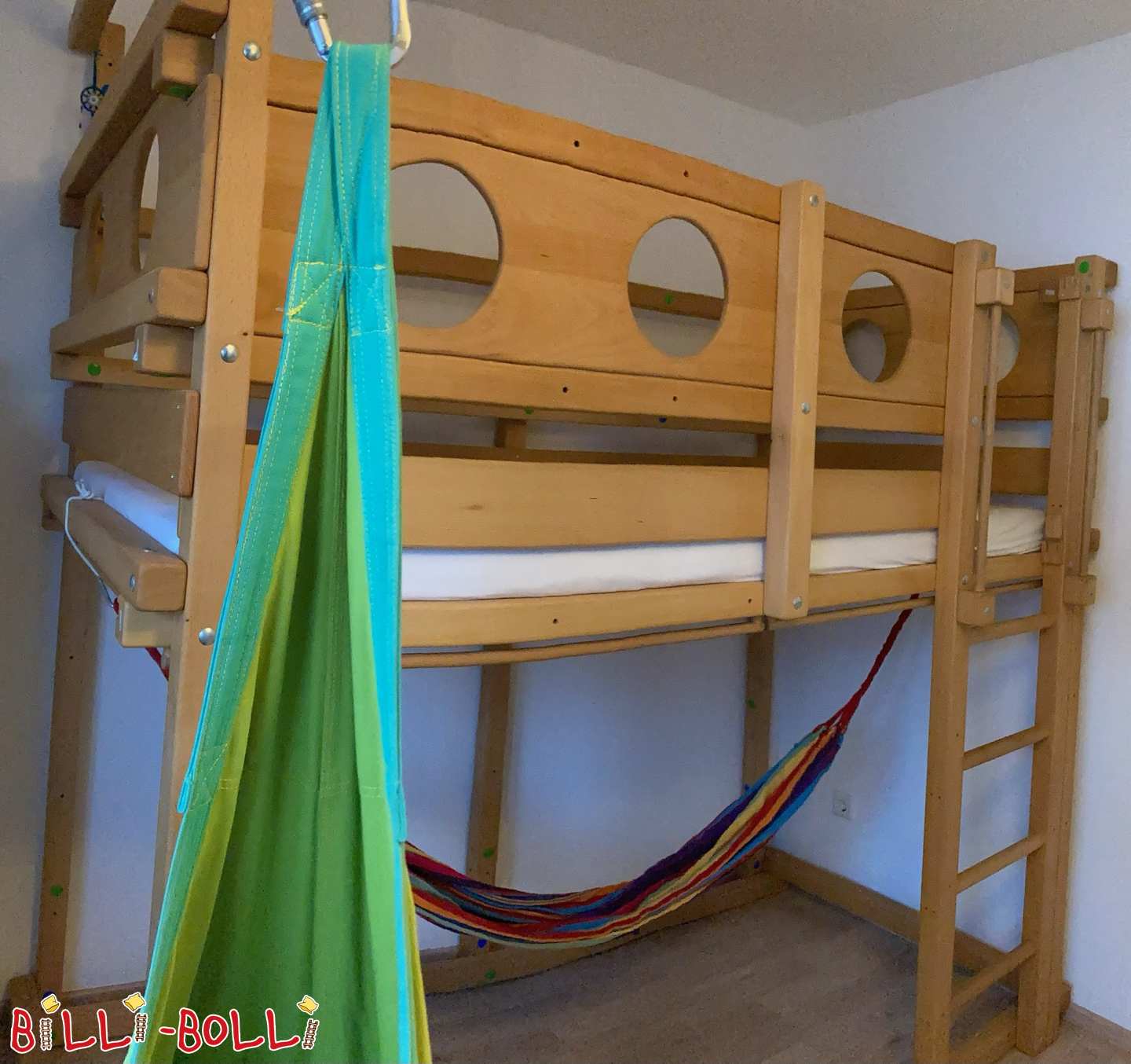 Growing loft bed 100x200, oiled-waxed in Ismaning (Category: Loft Bed Adjustable by Age pre-owned)