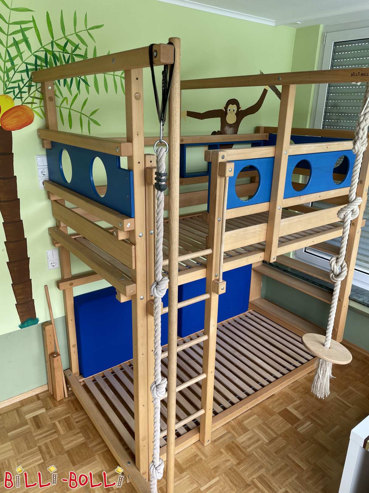 Crescendo loft cama 100x200cm com conjunto de conversão "beliche" feito de faia (Categoria: Cama alta crescendo com a criança usada)