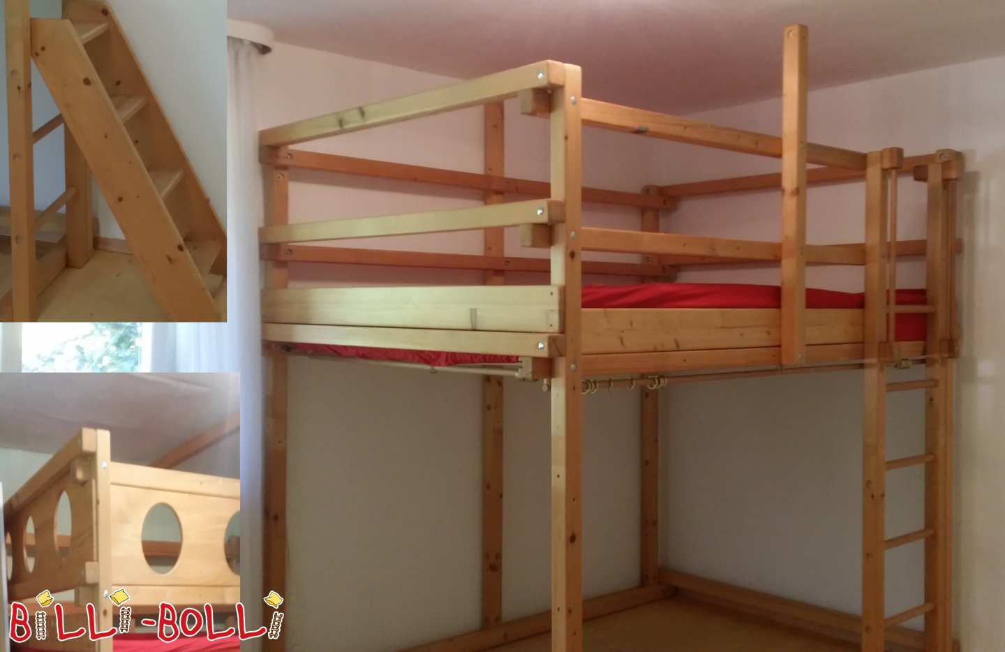 Publicidade 7033: Beliche 140 x 200 que cresce com a criança com vigias, escadas, prateleira Beliche 140 x 200 que cresce com a criança com vigias, escadas, prateleira (Categoria: Cama alta que cresce com a criança usada)