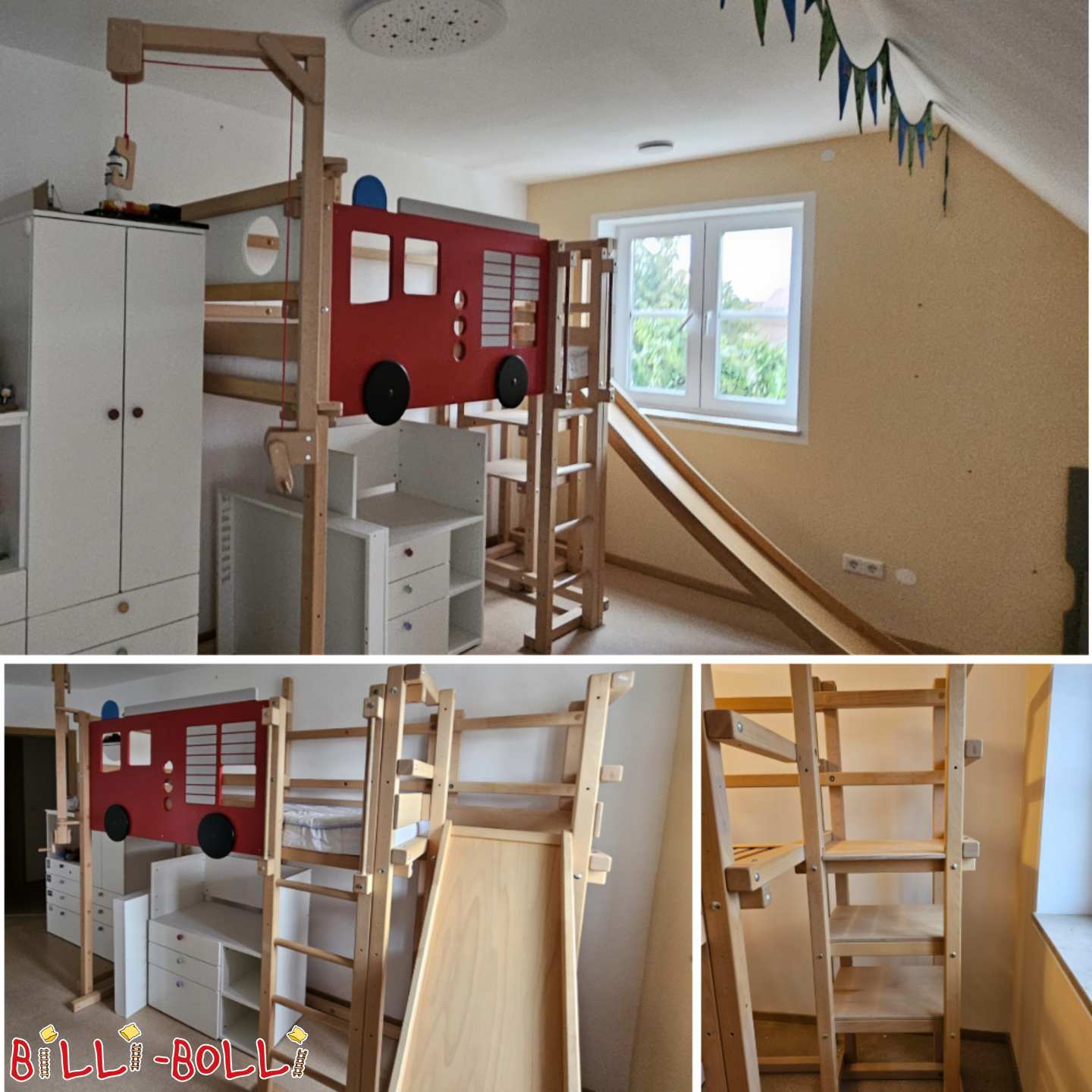 Проширувачки лофт-кревет 90/200 со кула со лизгалка и лизгалка (Категорија: Растечка спална на кат со вашето дете, користена)