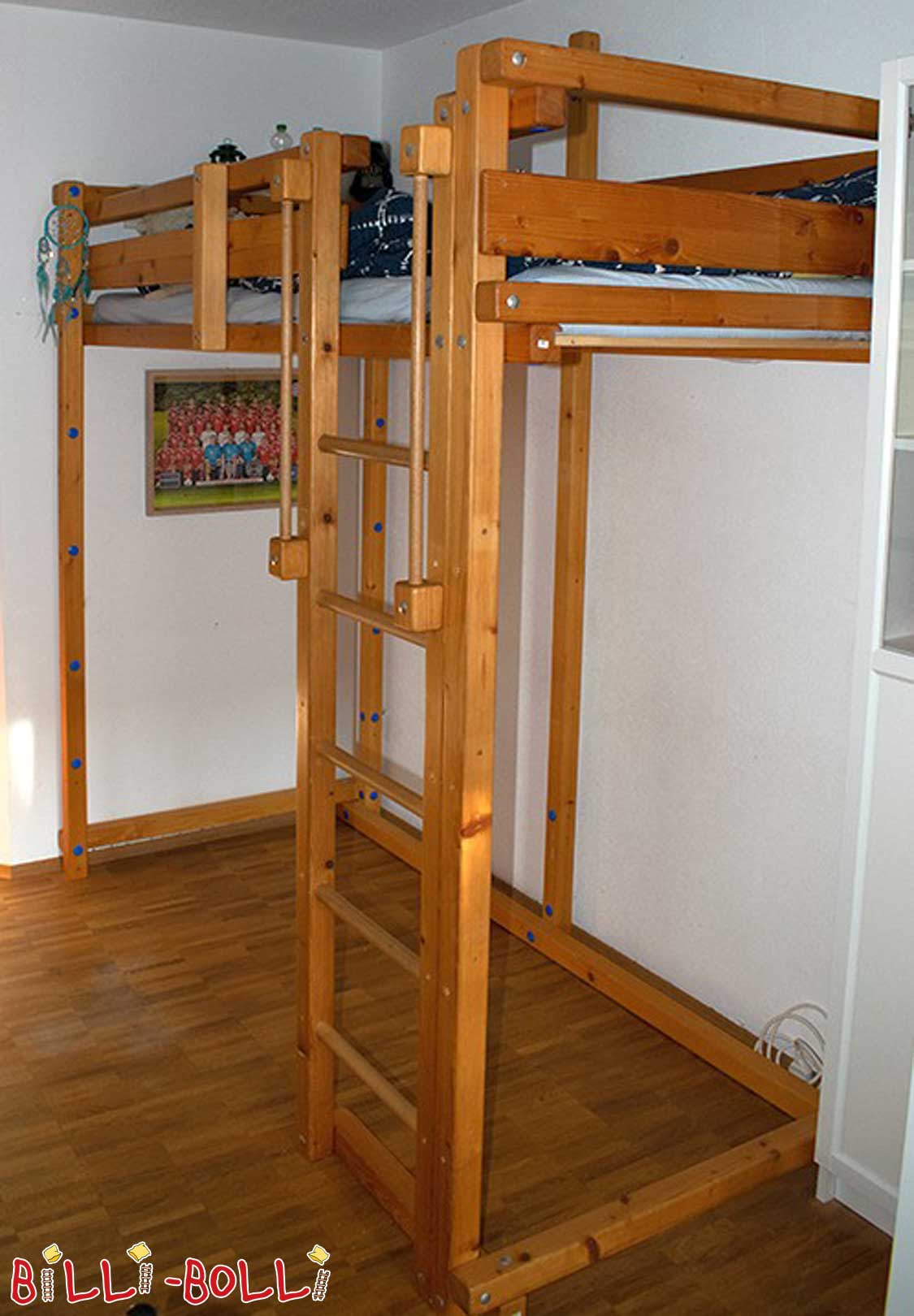 Growing loft bed, 90 x 200 cm, oiled-waxed spruce (Category: second hand loft bed)