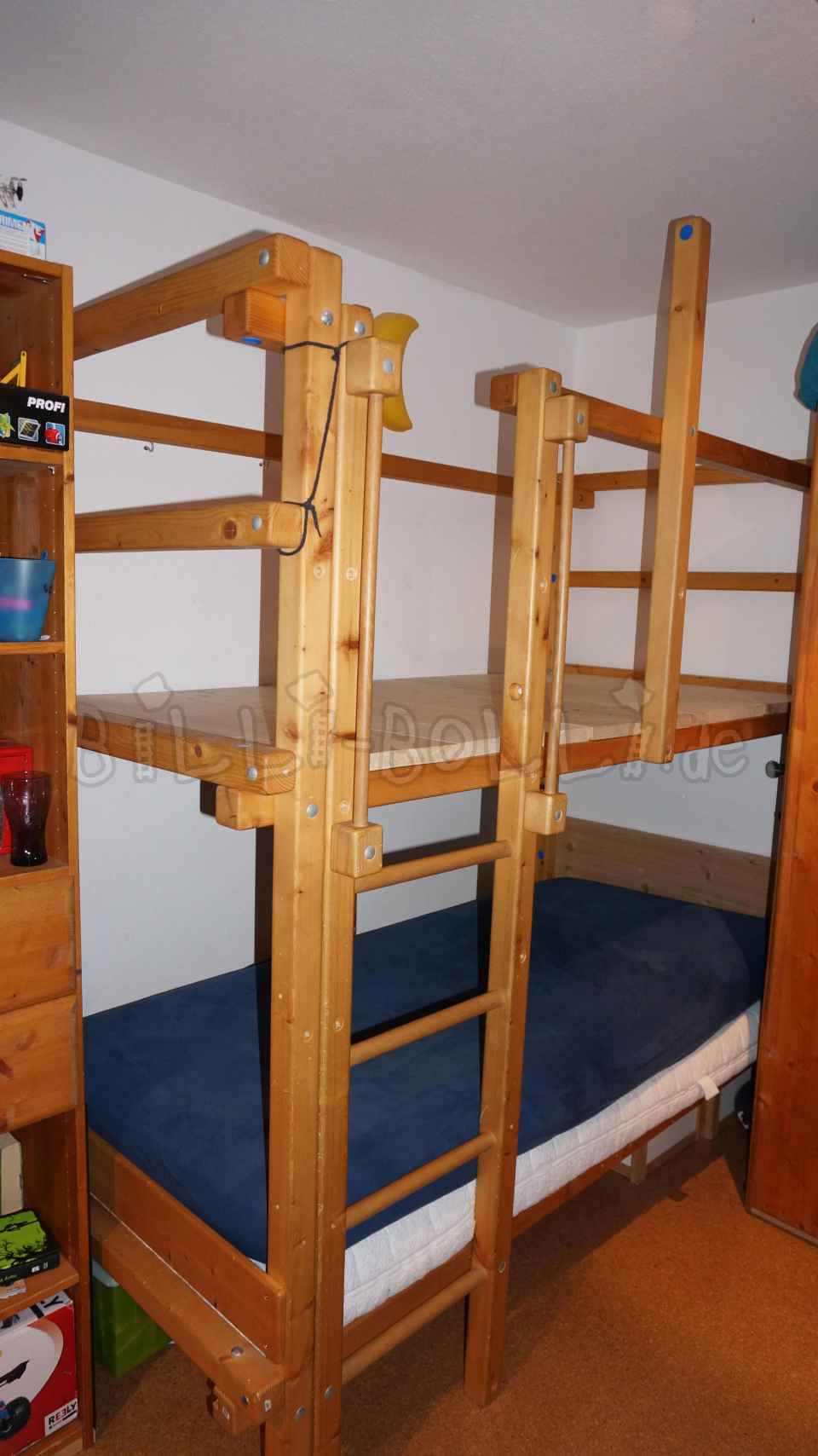 Growing loft bed, 90 x 200 cm, oiled-waxed spruce (Category: second hand loft bed)