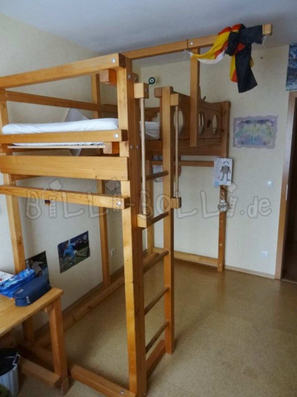 Loft bed that grows with the child 90 x 200 cm, oiled-waxed spruce (Category: second hand loft bed)