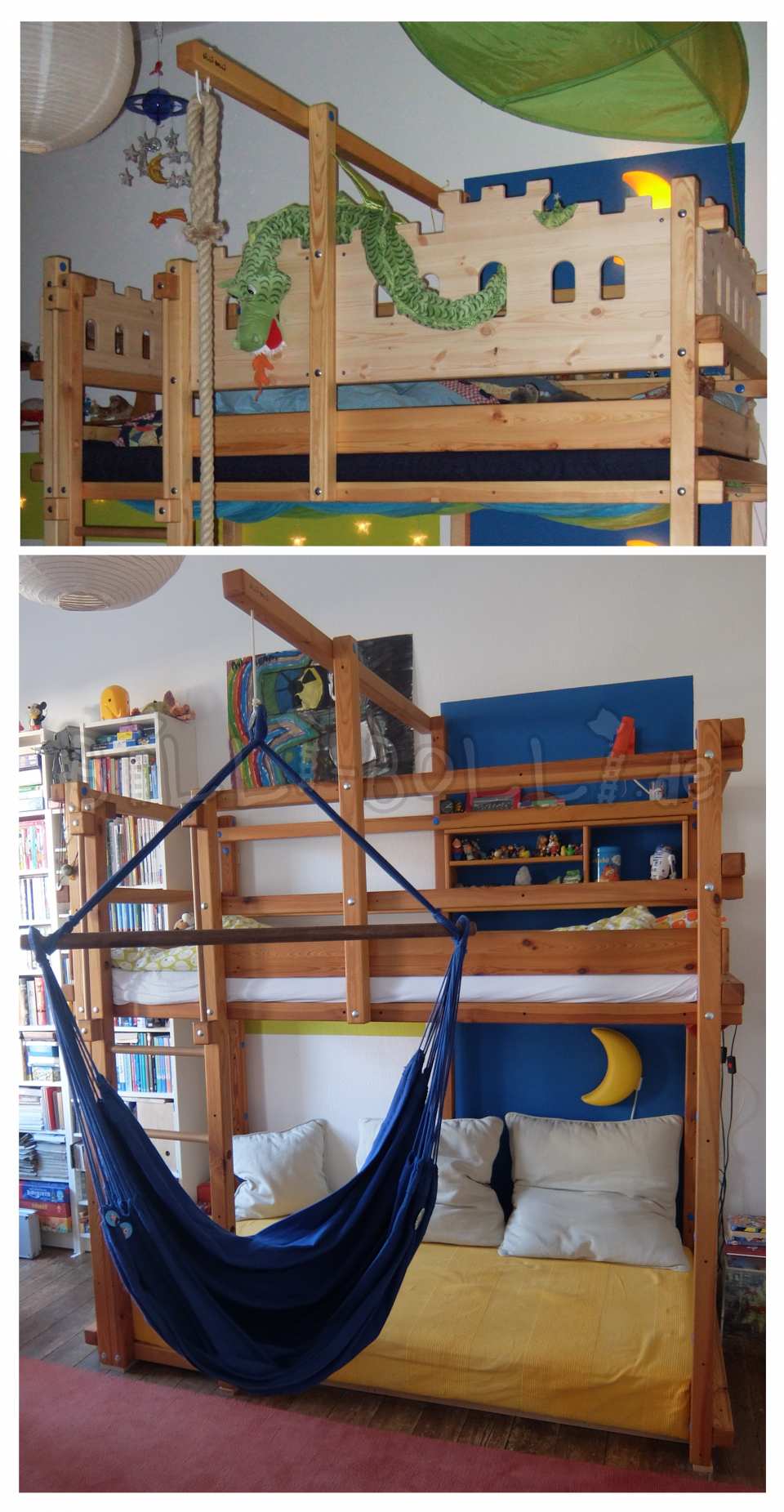 Growing loft bed, 90 x 200 cm, oiled-waxed pine (Category: second hand loft bed)