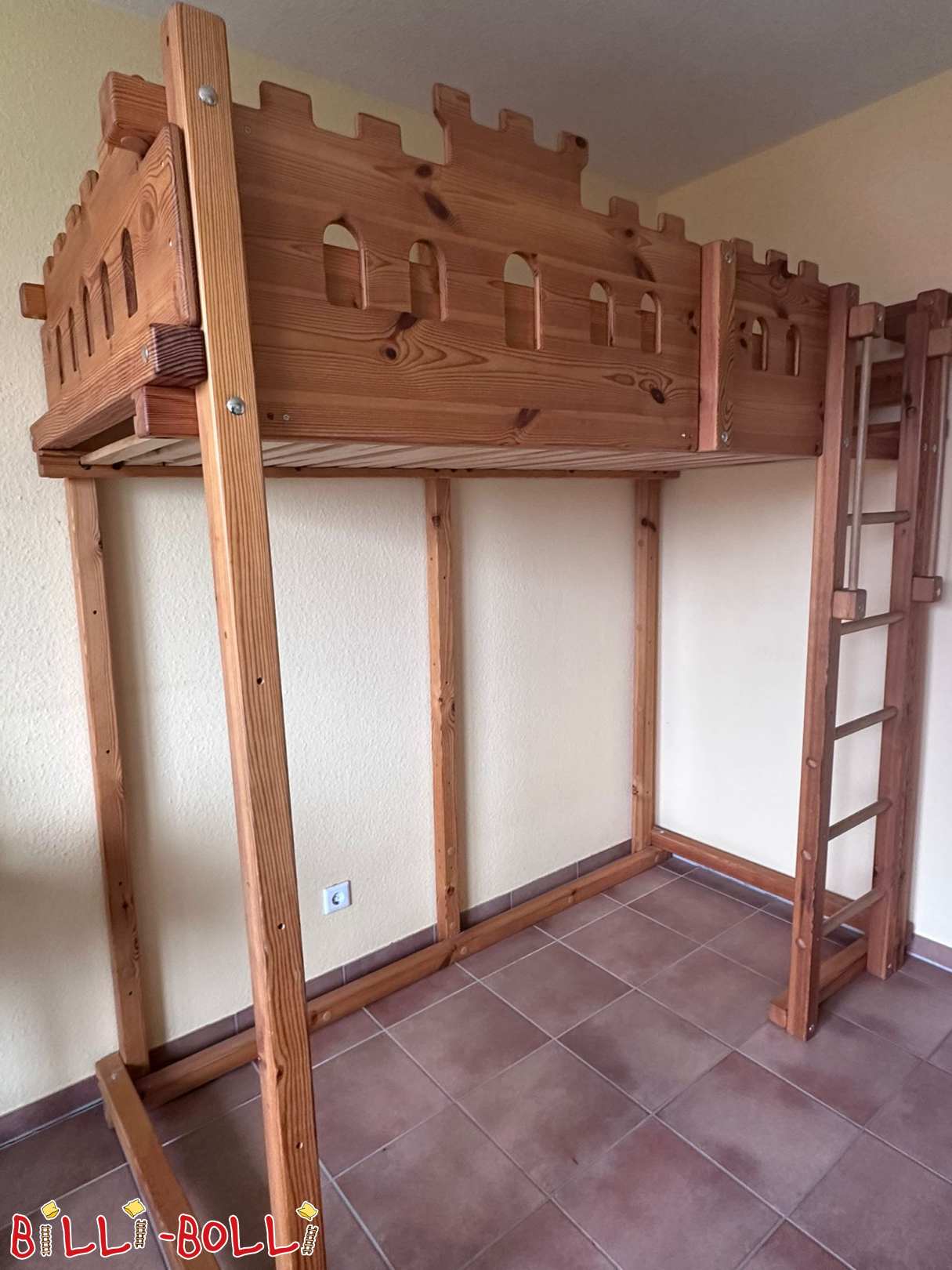 Letto a soppalco che cresce con il bambino 90x200 cm, pino - con accessori per il castello del cavaliere (Categoria: Accessori/pezzi per le modifiche di seconda mano)