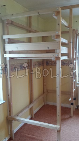 Growing loft bed, 90x200, spruce, untreated (Category: second hand loft bed)