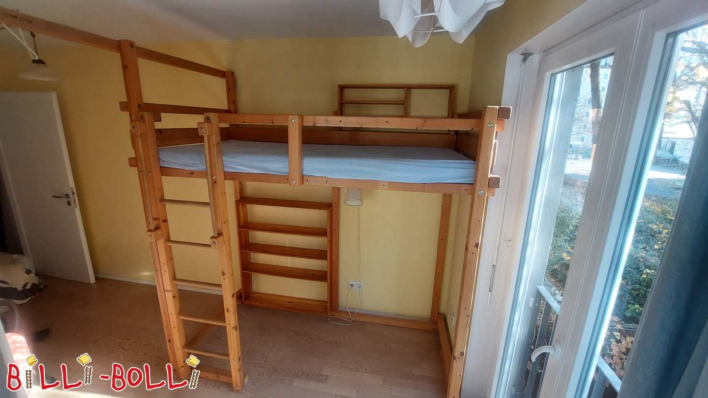 Leito alto extensible 90x200 de piñeiro natural, aceitado (Categoría: cama alta que medra co teu fillo usada)