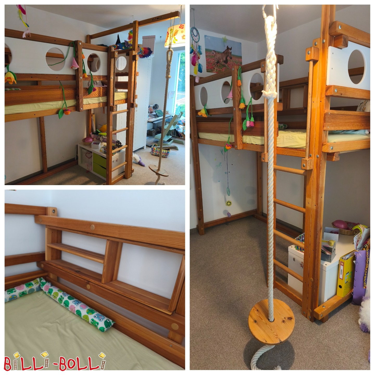 Reklamm 5731: Justéierbar Loftbett (90x200) östlech vu München Justéierbar Loftbett (90x200) östlech vu München (Kategorie: Loftbett mat Armaufleeën a Leeder, gebraucht)