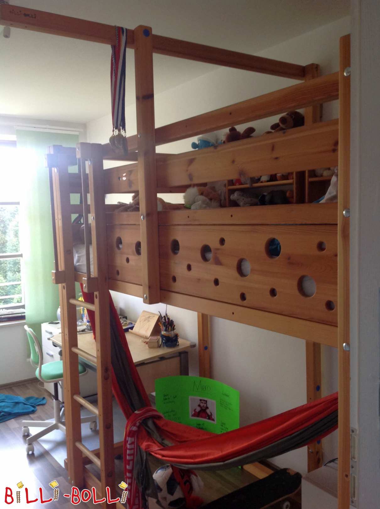 Growing loft bed 90x200cm, pine treated with oil wax (Category: second hand loft bed)