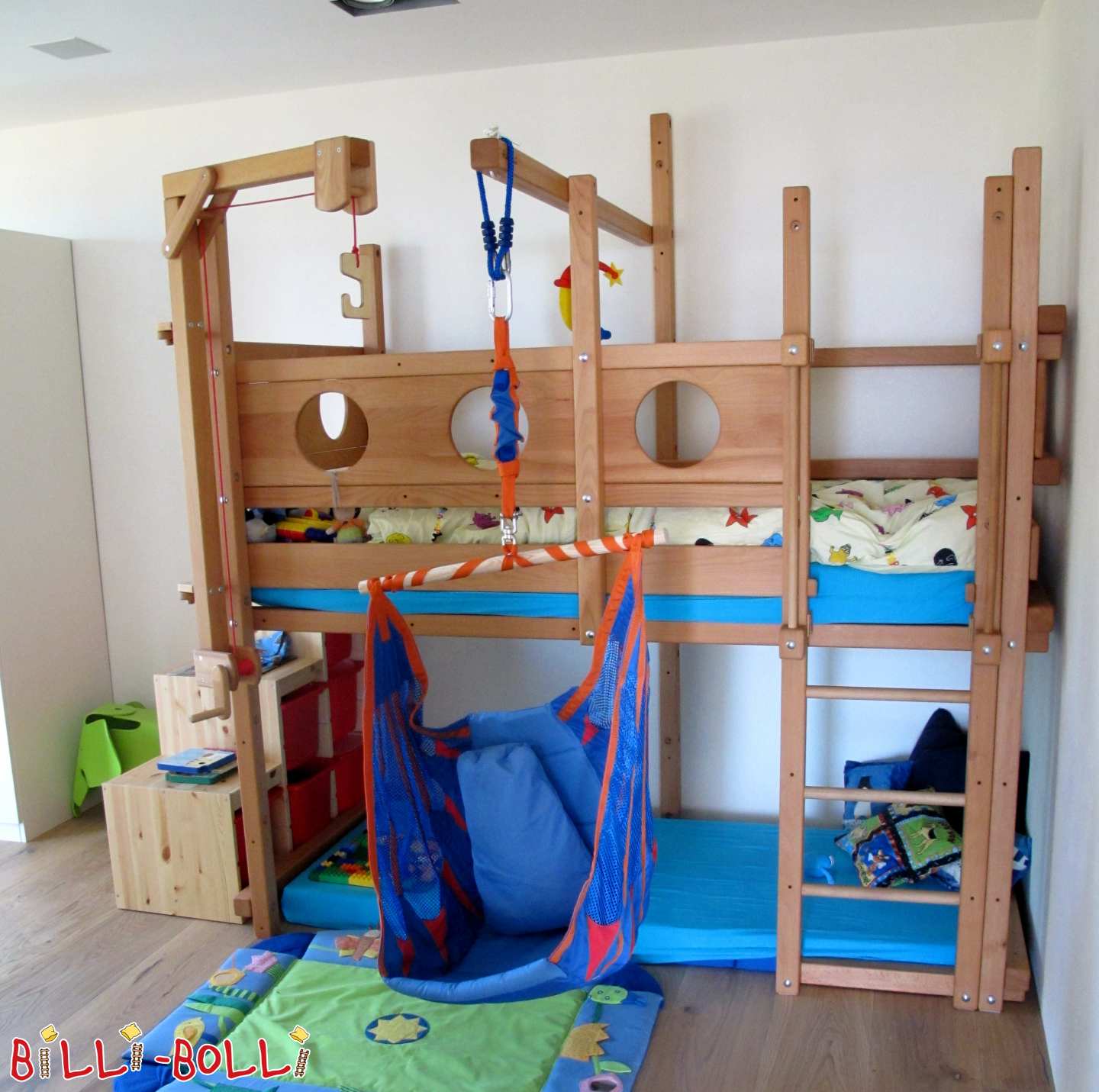 Growing loft bed made of oiled beech in Switzerland (Category: second hand loft bed)