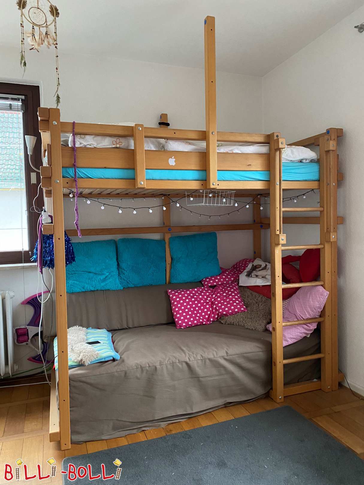 Auganti palėpės lova, pagaminta iš buko Berlyne (Kategorija: Vaikiškos lovos ir lovos su gultais, skirtos vaikams ir paaugliams: Naudojama palėpės lova)
