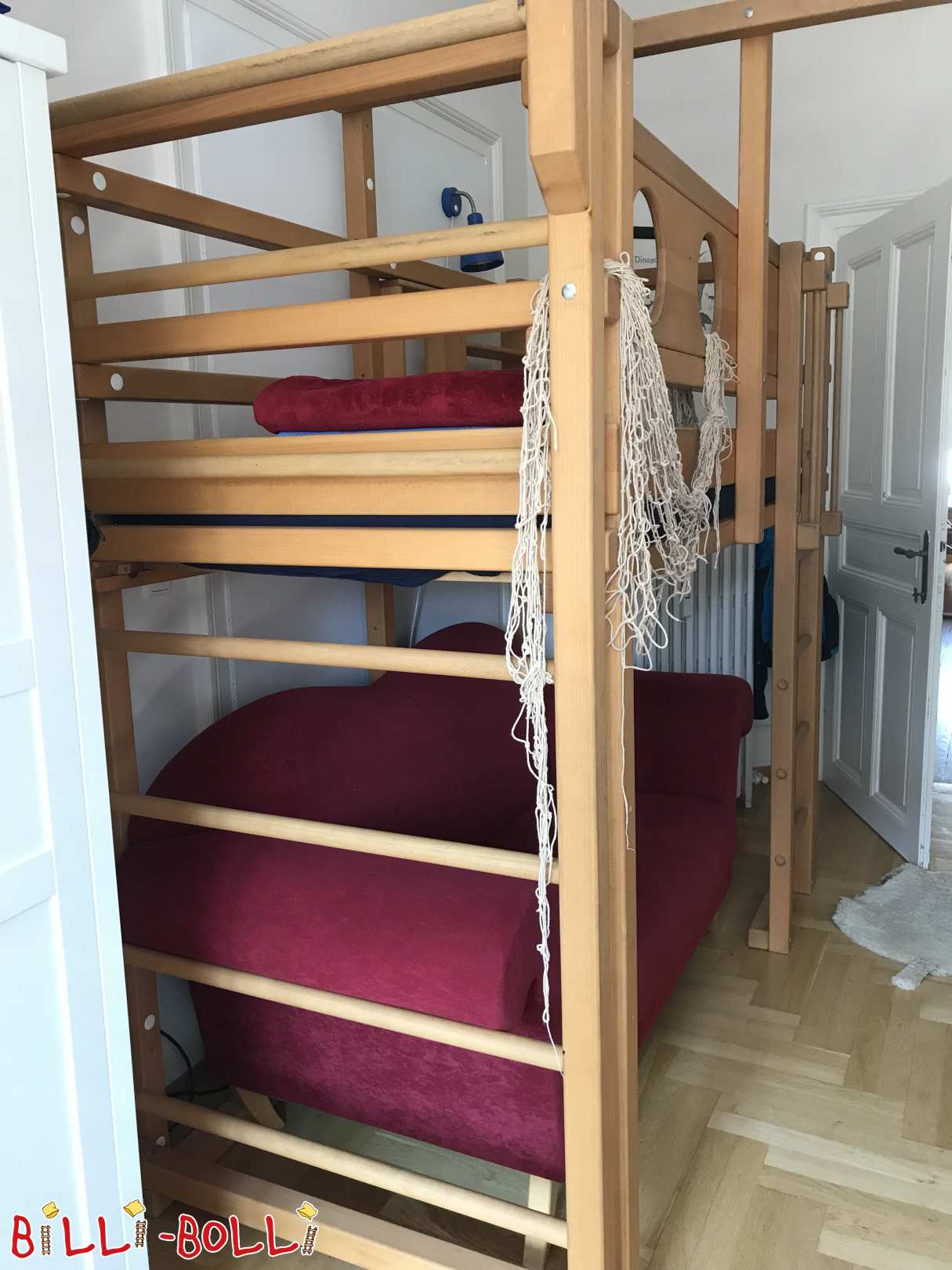 Cama alta en crecimiento hecha de haya, incluidas barras de pared en Frankfurt (Categoría: cama alta segunda mano)