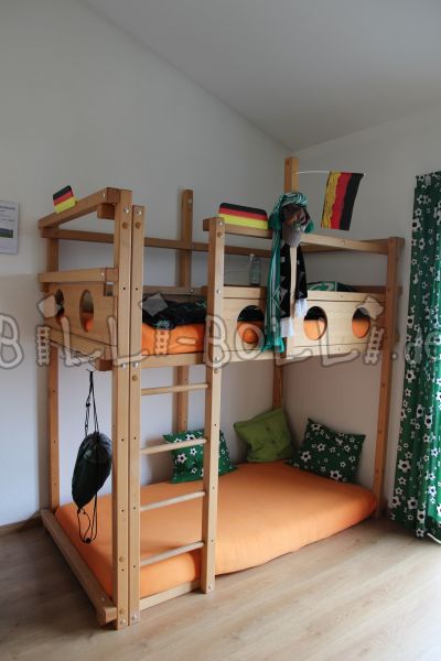 Growing loft bed made of beech with climbing wall (Category: second hand loft bed)