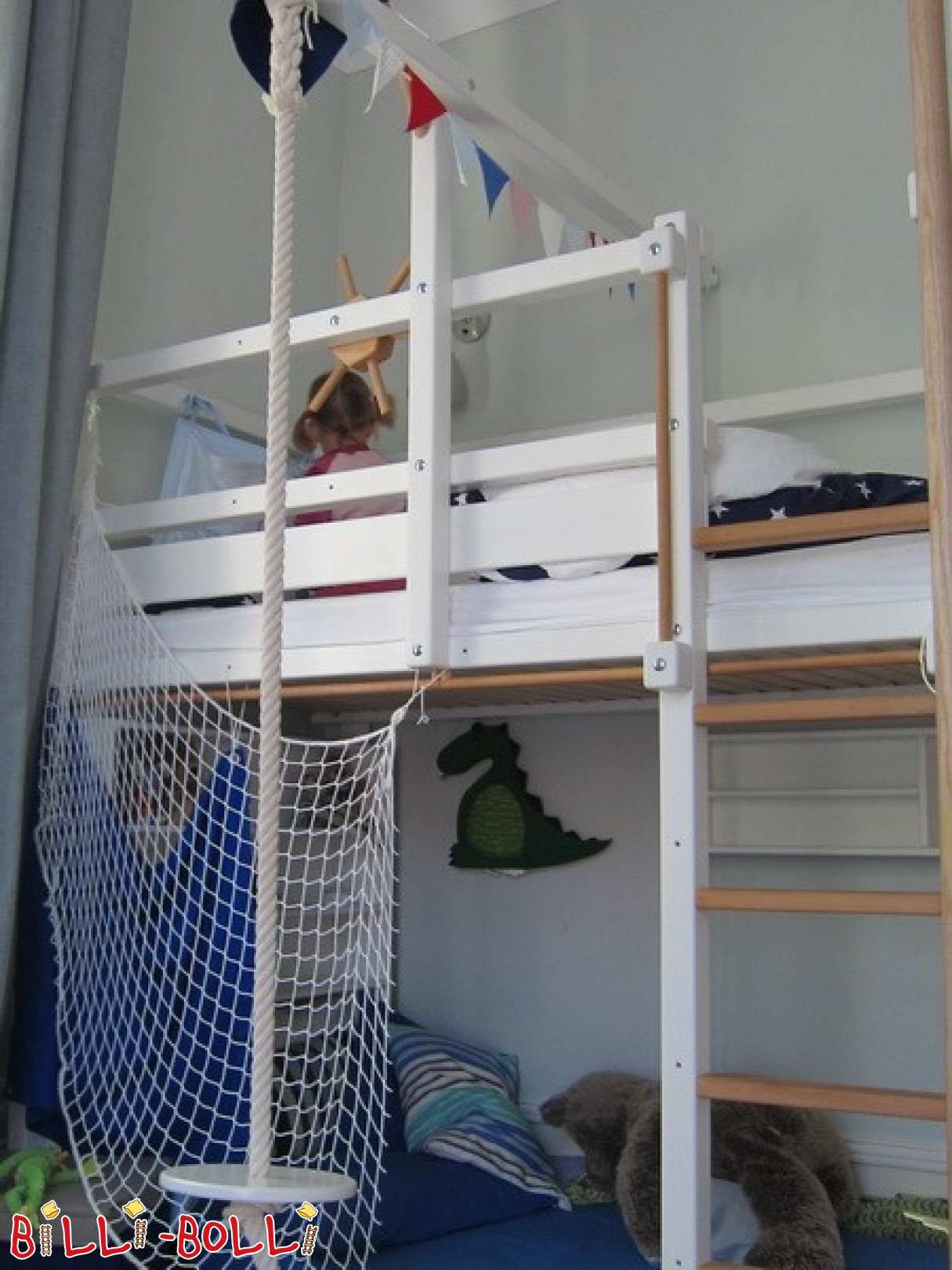 Growing loft bed made of pine incl. fire pole in Heidelberg (Category: second hand loft bed)