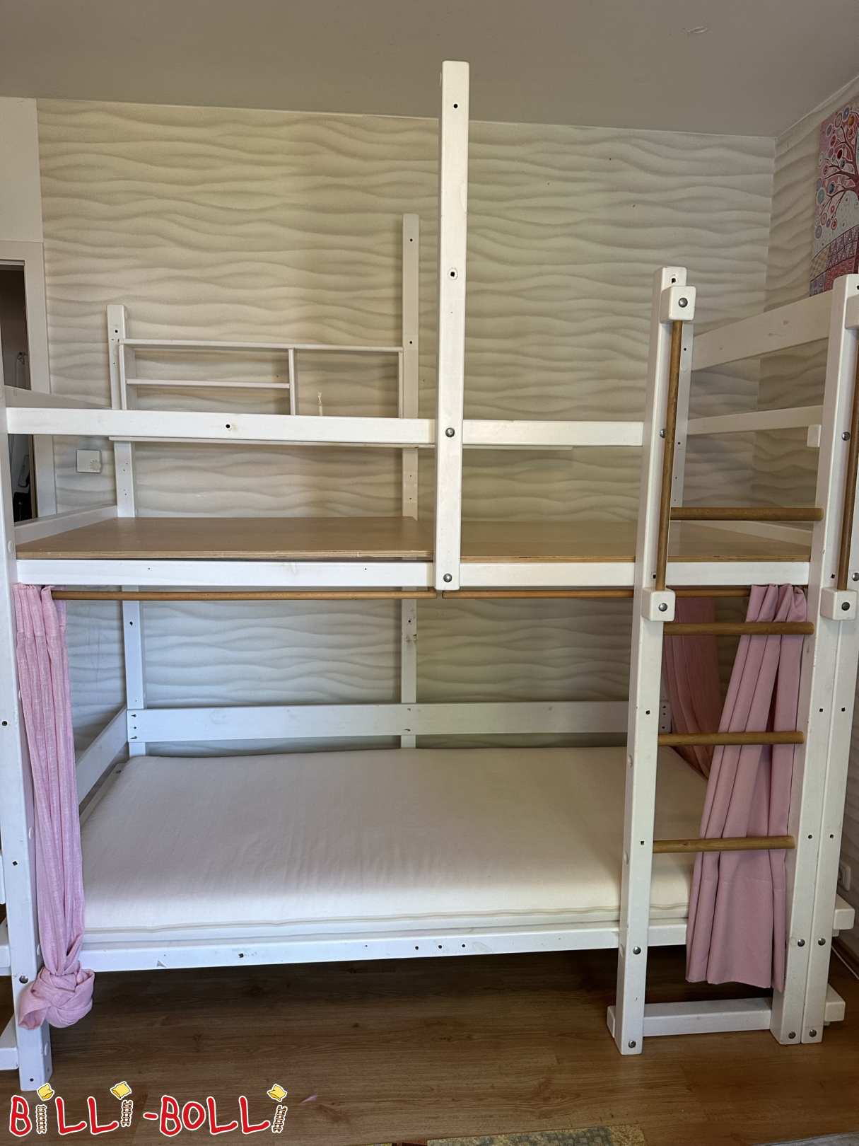 Gojenje podstrešne postelje iz masivnega lesa, belo lakirano, rabljeno (Category: Podstrešna postelja, ki raste z otrokom used)