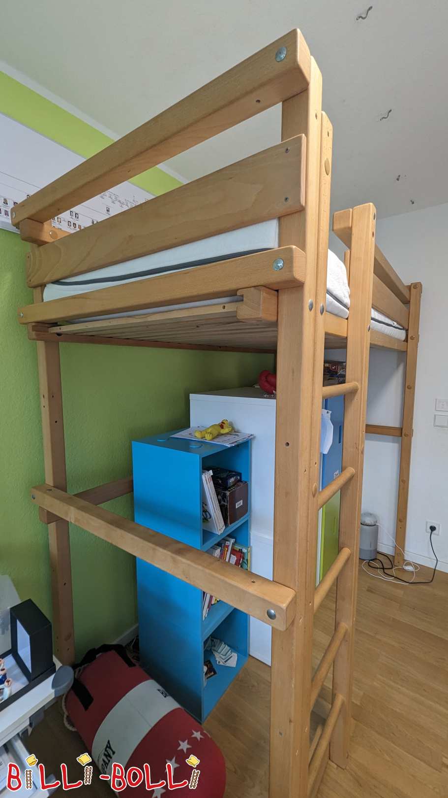 Oiled beech loft bed 90x200 incl. accessories in 50935 Cologne (Category: Loft Bed Adjustable by Age pre-owned)