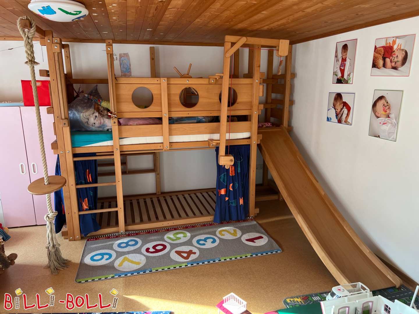 मचान बिस्तर/चारपाई बिस्तर, तेल से सना हुआ/लच्छेदार बीच, 90x200 (श्रेणी: मचान बिस्तर जो बच्चे के साथ बढ़ता है प्रयुक्त)