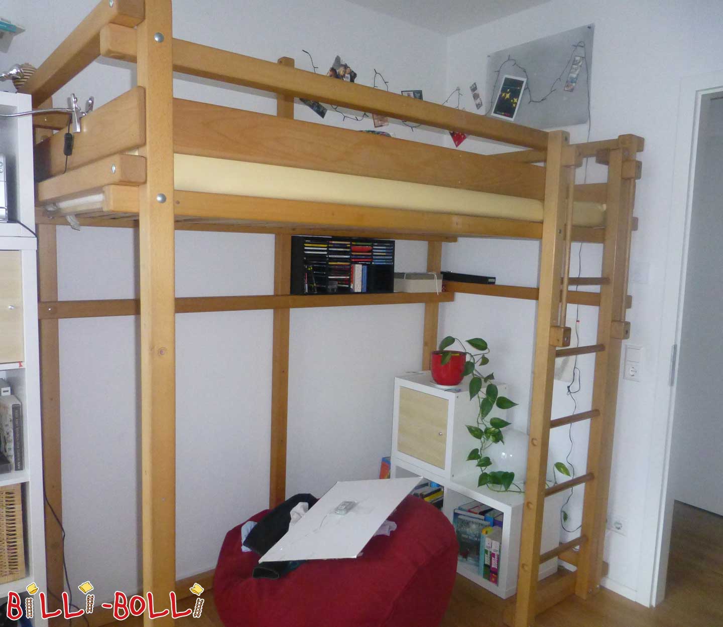 Loft bed beech, oil-wax treated, 100 x 200 cm (Category: second hand loft bed)
