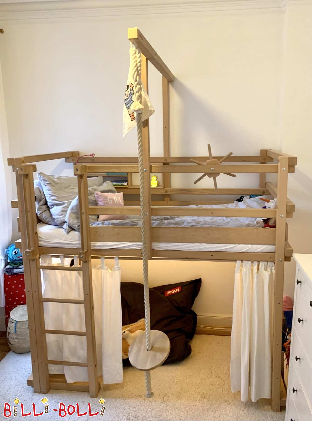 Growing loft bed, beech untreated, 200x100cm in Hamburg (Category: second hand loft bed)