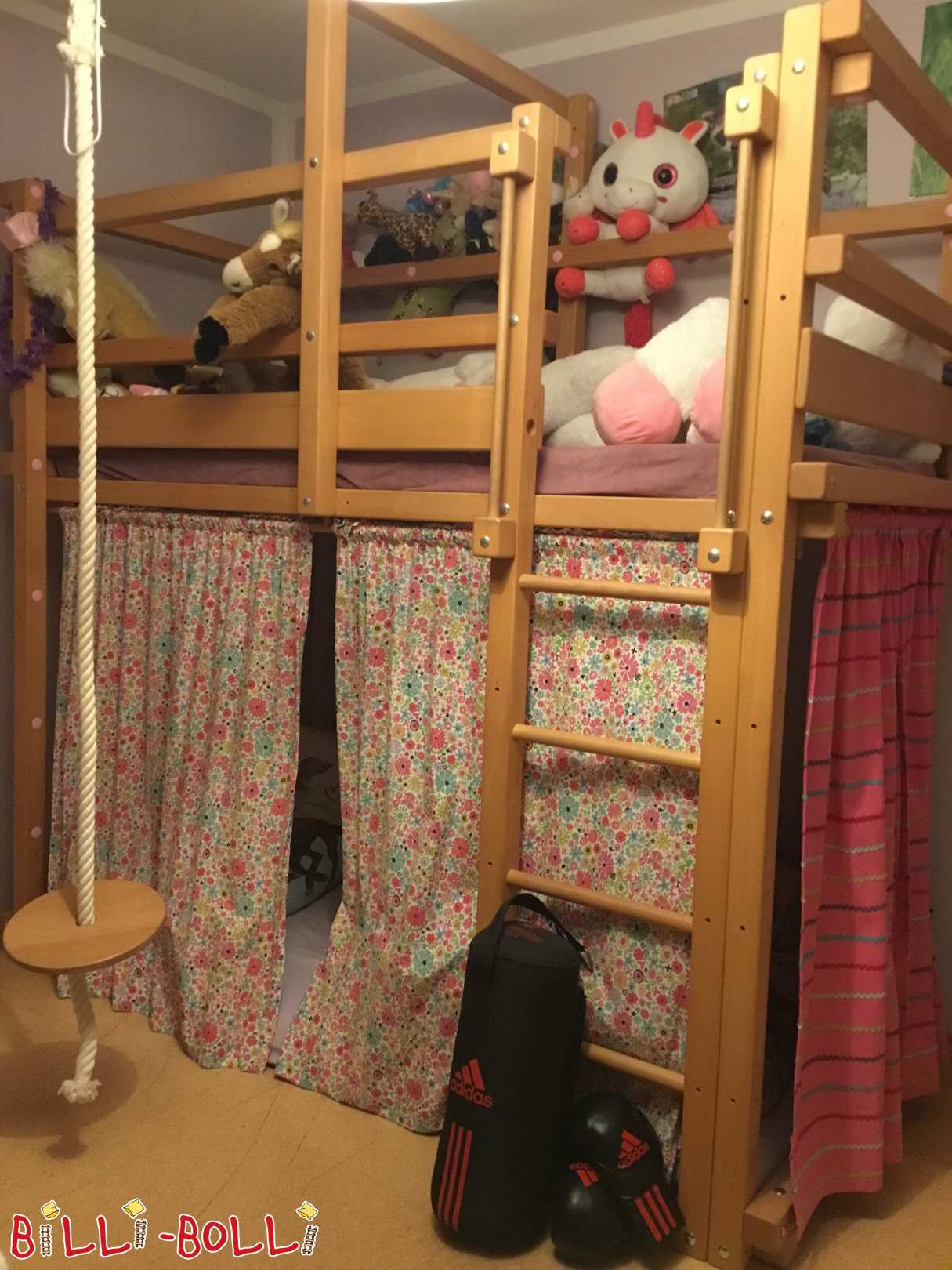 Loft lova auga kartu su vaiku, nedirbtas bukas, alyvuotas, 90 x 200 cm (Kategorija: Palėpės lova, kuri auga kartu su vaiku)