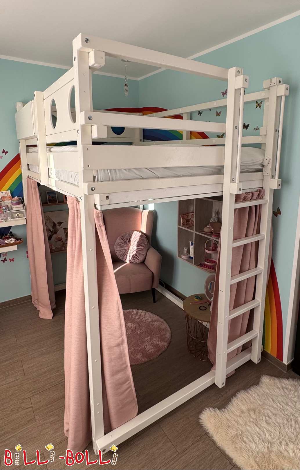 Cama alta que acompanha o crescimento da criança (faia, branca, 140 x 200 cm), região de Berlim (Categoria: Cama alta que cresce com a criança usada)