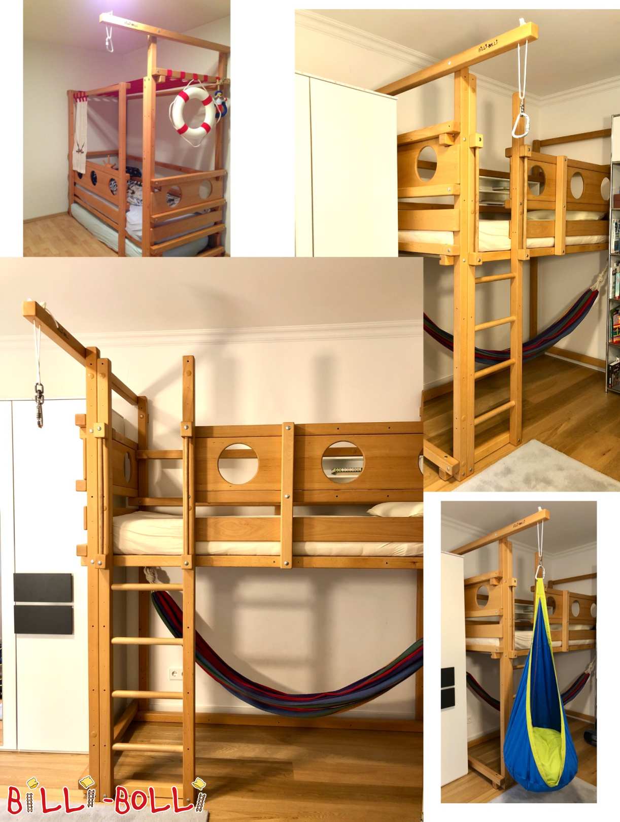 Loft bed that grows with the child, extra-high feet, oiled-waxed beech, Berlin (Category: Loft Bed Adjustable by Age pre-owned)