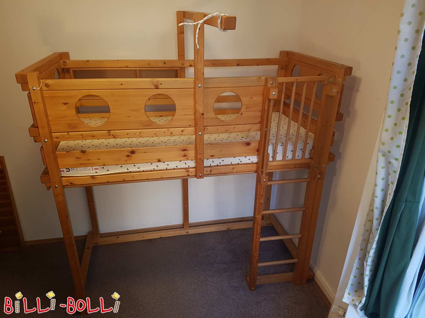 Loftová postel, olejovaný smrk, 90x200cm, Wiesbaden (Kategorie: Podkrovní postel roste s dítětem použité)