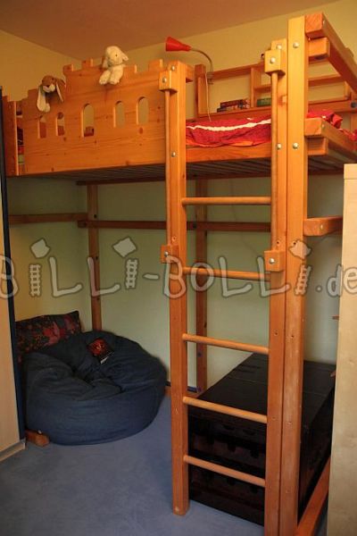 Growing loft bed spruce waxed / oiled 100x200 (Category: second hand loft bed)