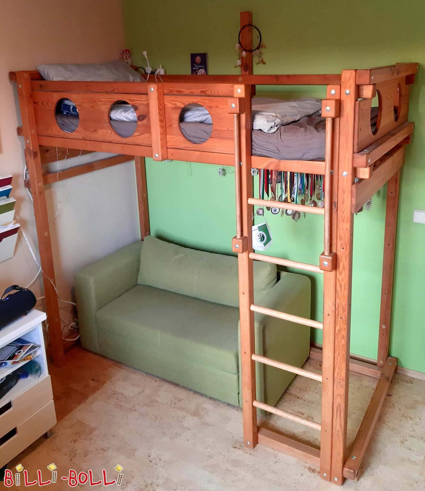 Growing loft bed pine 90 x 200 cm in Dresden (Category: second hand loft bed)