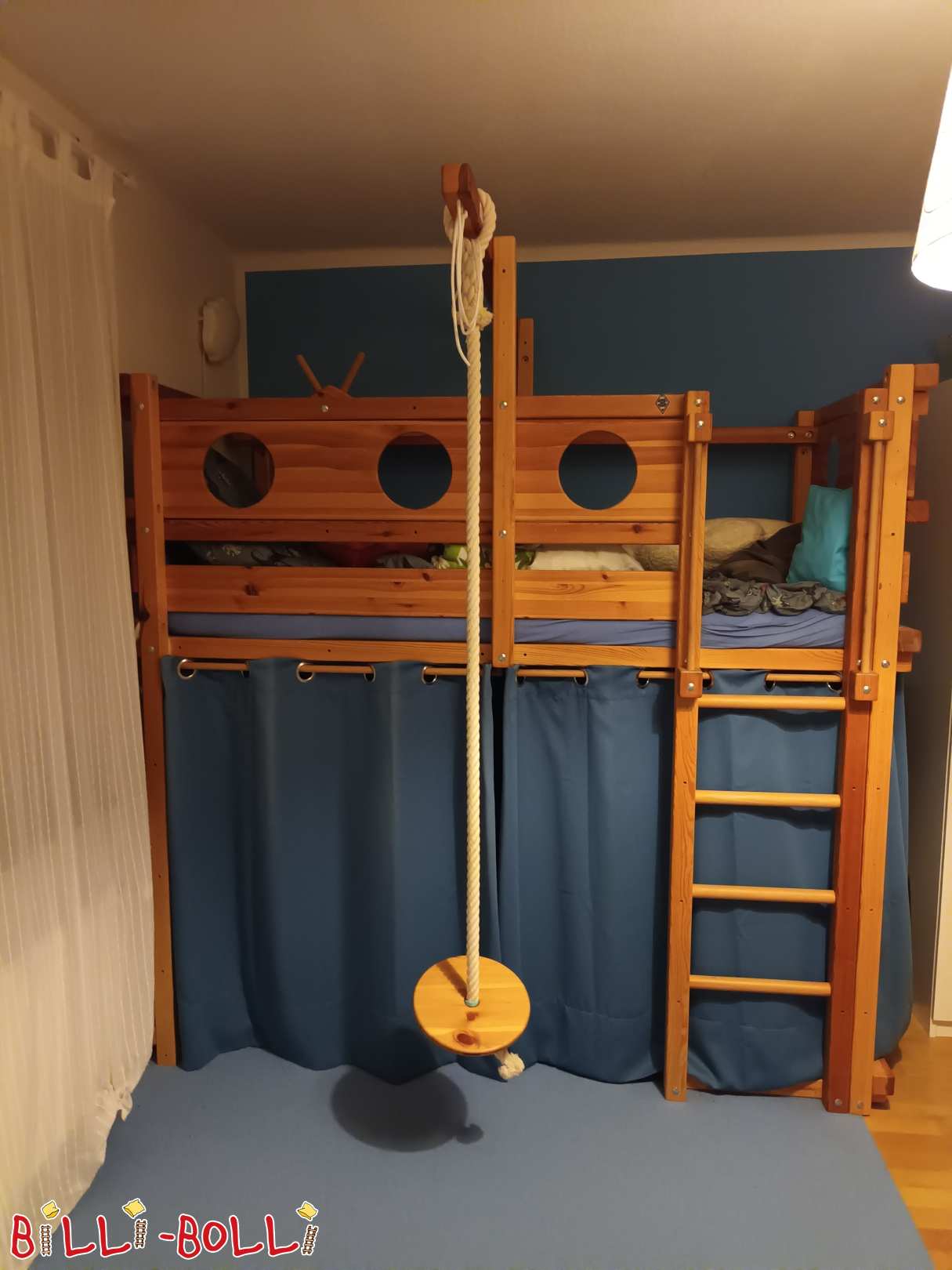Wuesslecht Loftbett aus Kiefernholz 90x200 mat super Accessoiren (Kategorie: Loftbett wiisst mat Iech benotzt)