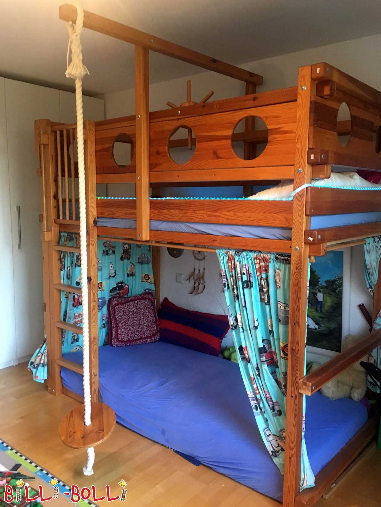 Growing loft bed pine oil wax treated with bunk boards (Category: second hand loft bed)