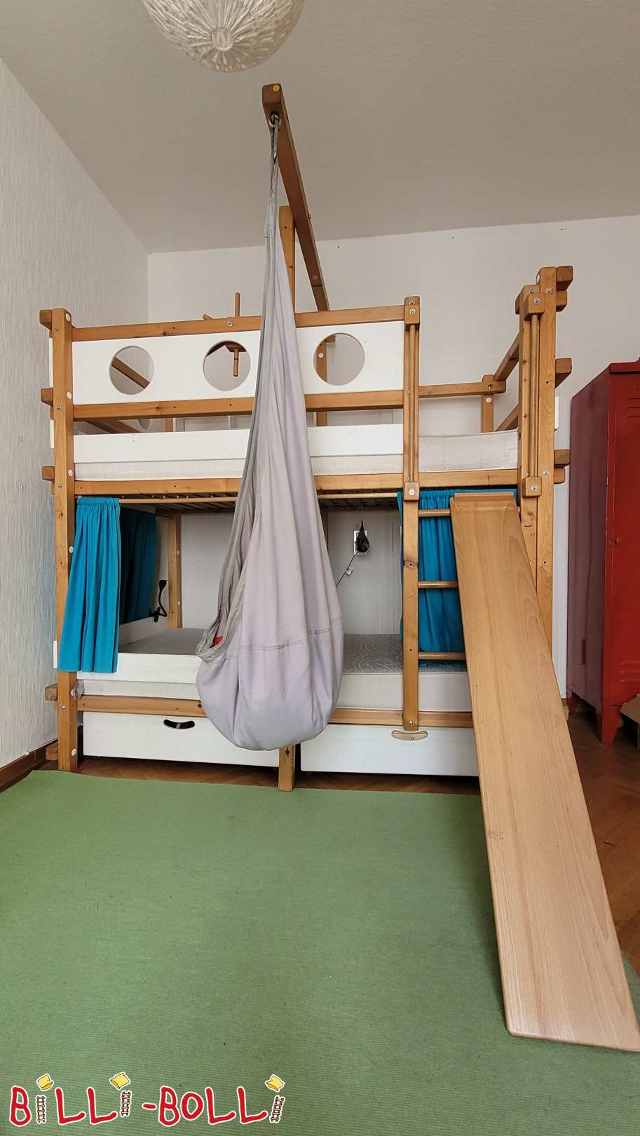 Bunk bed/bunk bed with portholes, swinging beam, slide, accessories (Category: Bunk Bed pre-owned)